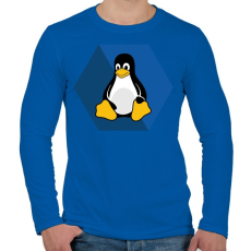 PRINTFASHION Linux Tux - Férfi hosszú ujjú póló - Királykék