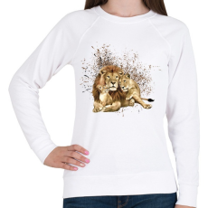 PRINTFASHION LION FAMILY - Női pulóver - Fehér