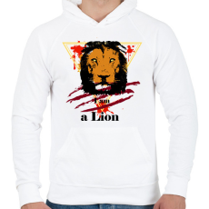 PRINTFASHION Lion - Férfi kapucnis pulóver - Fehér