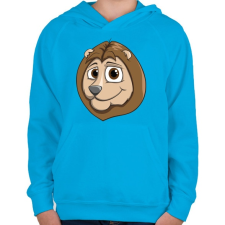 PRINTFASHION Lion - Gyerek kapucnis pulóver - Azúrkék gyerek pulóver, kardigán