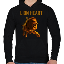 PRINTFASHION LION HEART - Férfi kapucnis pulóver - Fekete férfi pulóver, kardigán