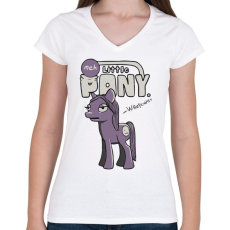 PRINTFASHION Litte Pony - Meh little pony - Női V-nyakú póló - Fehér