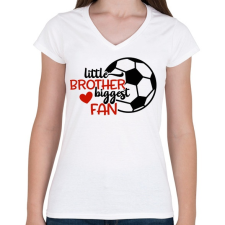 PRINTFASHION Little brother biggest fan - Női V-nyakú póló - Fehér női póló
