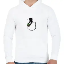 PRINTFASHION Little Pocket Enderman - Férfi kapucnis pulóver - Fehér férfi pulóver, kardigán