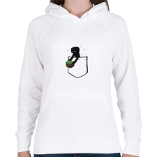 PRINTFASHION Little Pocket Enderman - Női kapucnis pulóver - Fehér női pulóver, kardigán