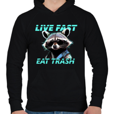 PRINTFASHION LIVE FAST EAT TRASH - Férfi kapucnis pulóver - Fekete