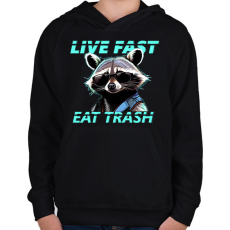 PRINTFASHION LIVE FAST EAT TRASH - Gyerek kapucnis pulóver - Fekete