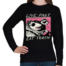 PRINTFASHION Live fast, eat trash - Női pulóver - Fekete