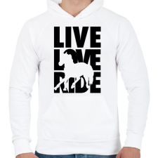 PRINTFASHION Live Love Ride lovas - Férfi kapucnis pulóver - Fehér férfi pulóver, kardigán