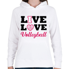 PRINTFASHION Live, Love, Volleyball - Női kapucnis pulóver - Fehér női pulóver, kardigán