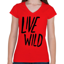 PRINTFASHION Live Wild - Női V-nyakú póló - Piros női póló