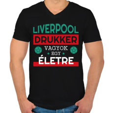 PRINTFASHION Liverpool drukker - Férfi V-nyakú póló - Fekete