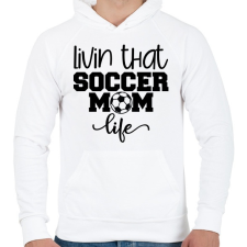PRINTFASHION Livin that soccer mom life - Férfi kapucnis pulóver - Fehér férfi pulóver, kardigán