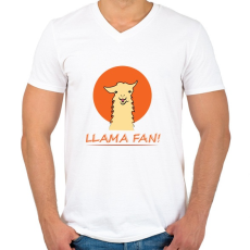 PRINTFASHION llama - Férfi V-nyakú póló - Fehér