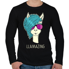 PRINTFASHION LLAMAZING - Férfi hosszú ujjú póló - Fekete férfi póló