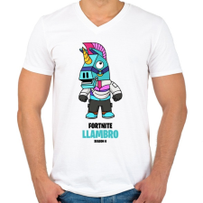 PRINTFASHION Llambro - Fortnite Season 6 - Férfi V-nyakú póló - Fehér férfi póló