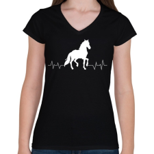 PRINTFASHION LÓ életjel - Női V-nyakú póló - Fekete női póló