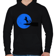 PRINTFASHION ló és a kék hold - Férfi kapucnis pulóver - Fekete férfi pulóver, kardigán
