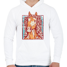 PRINTFASHION Ló - Férfi kapucnis pulóver - Fehér