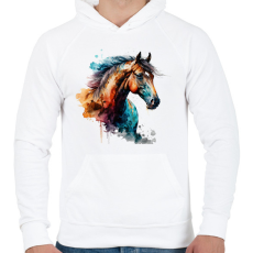 PRINTFASHION Ló - Férfi kapucnis pulóver - Fehér
