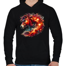 PRINTFASHION ló - Férfi kapucnis pulóver - Fekete