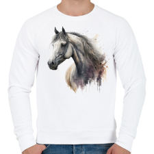 PRINTFASHION Ló - Férfi pulóver - Fehér férfi pulóver, kardigán