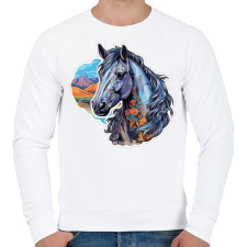 PRINTFASHION Ló - Férfi pulóver - Fehér férfi pulóver, kardigán