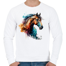 PRINTFASHION Ló - Férfi pulóver - Fehér