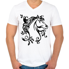 PRINTFASHION ló - Férfi V-nyakú póló - Fehér férfi póló