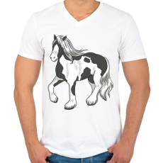 PRINTFASHION Ló - Férfi V-nyakú póló - Fehér