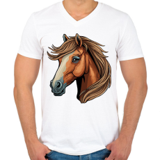 PRINTFASHION Ló - Férfi V-nyakú póló - Fehér