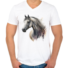 PRINTFASHION Ló - Férfi V-nyakú póló - Fehér