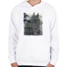 PRINTFASHION ló - Gyerek kapucnis pulóver - Fehér
