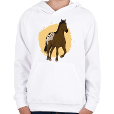 PRINTFASHION Ló - Gyerek kapucnis pulóver - Fehér