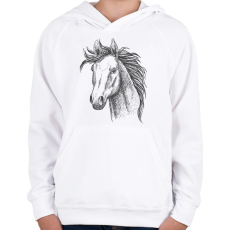 PRINTFASHION ló - Gyerek kapucnis pulóver - Fehér