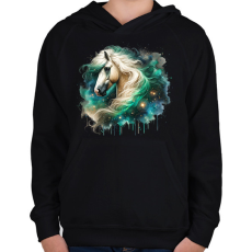 PRINTFASHION ló - Gyerek kapucnis pulóver - Fekete