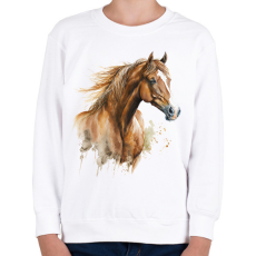 PRINTFASHION Ló - Gyerek pulóver - Fehér
