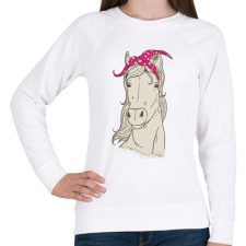 PRINTFASHION Ló lila pöttyös kendővel - Női pulóver - Fehér női pulóver, kardigán