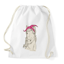 PRINTFASHION Ló lila pöttyös kendővel - Sportzsák, Tornazsák - Fehér tornazsák