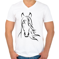 PRINTFASHION Ló minta - Férfi V-nyakú póló - Fehér férfi póló