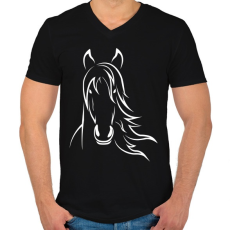 PRINTFASHION Ló minta  - Férfi V-nyakú póló - Fekete