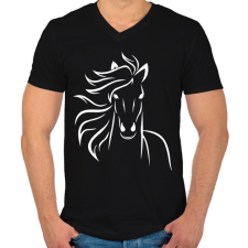 PRINTFASHION Ló minta  - Férfi V-nyakú póló - Fekete férfi póló