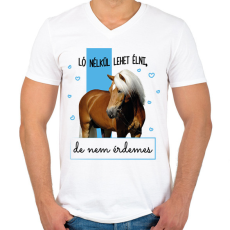 PRINTFASHION Ló nélkül lehet élni - Férfi V-nyakú póló - Fehér