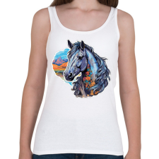 PRINTFASHION Ló - Női atléta - Fehér női trikó