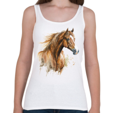 PRINTFASHION Ló - Női atléta - Fehér női trikó