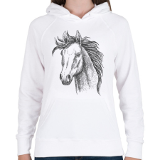 PRINTFASHION ló - Női kapucnis pulóver - Fehér női pulóver, kardigán