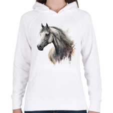 PRINTFASHION Ló - Női kapucnis pulóver - Fehér női pulóver, kardigán