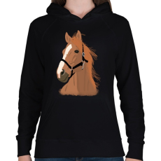 PRINTFASHION Ló - Női kapucnis pulóver - Fekete