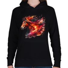 PRINTFASHION ló - Női kapucnis pulóver - Fekete női pulóver, kardigán