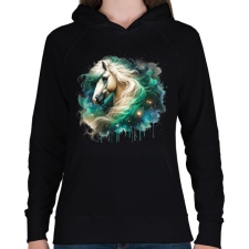 PRINTFASHION ló - Női kapucnis pulóver - Fekete női pulóver, kardigán